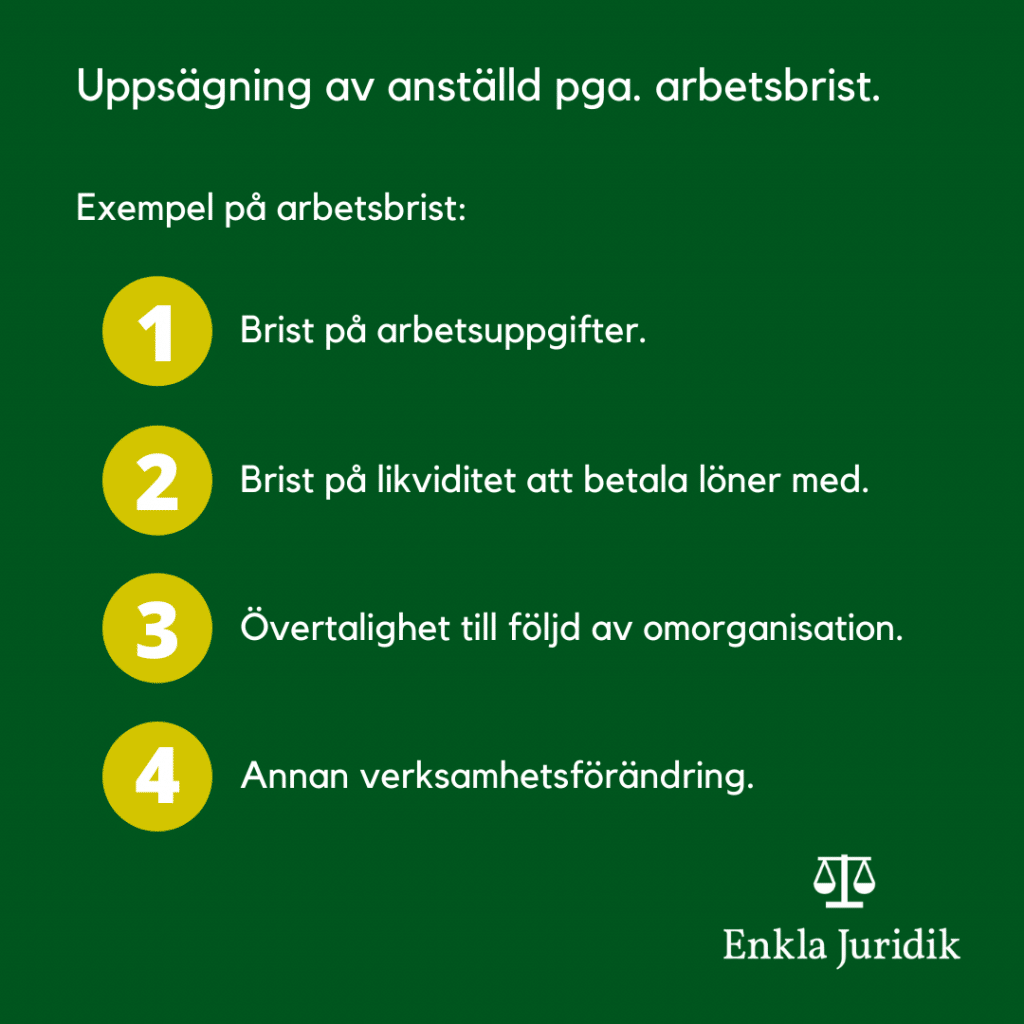 Enkla Juridik | Uppsägning pga arbetsbrist