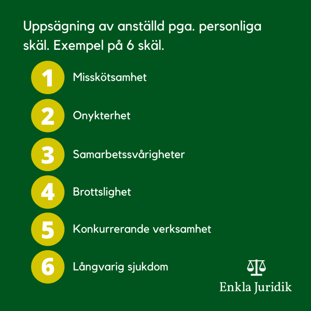 Exempel på personliga skäl för uppsägning