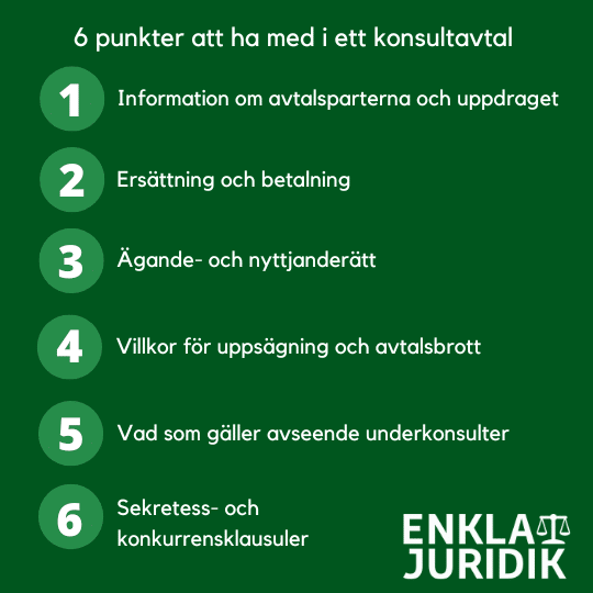 6 punkter att ha med i ett konsultavtal