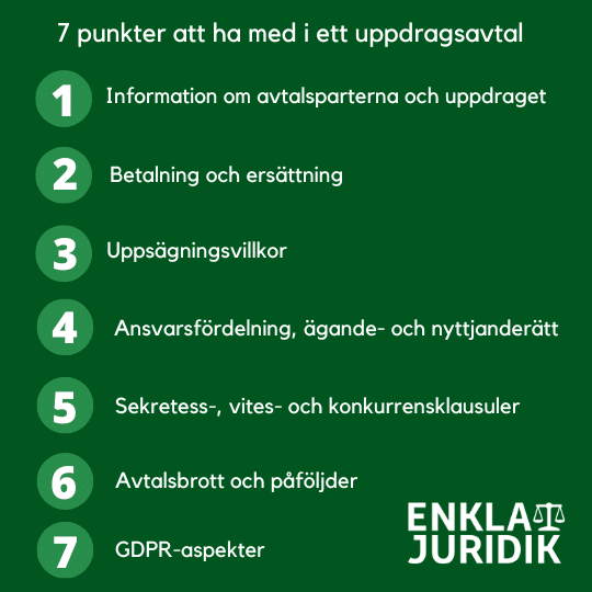 7 punkter att ha med i ett uppdragsavtal