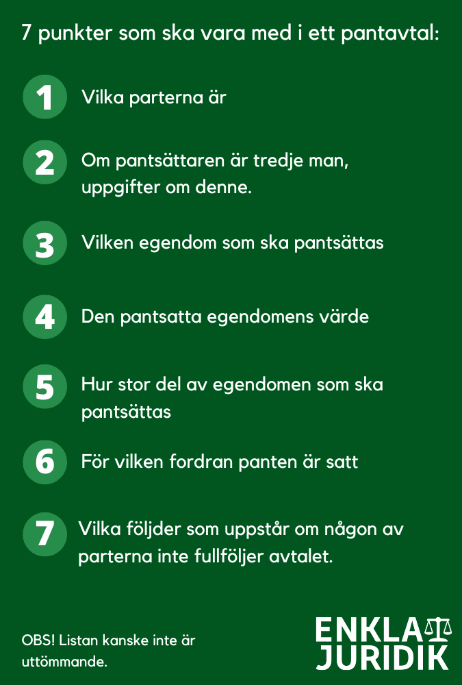 Detta ska vara med i ett pantavtal