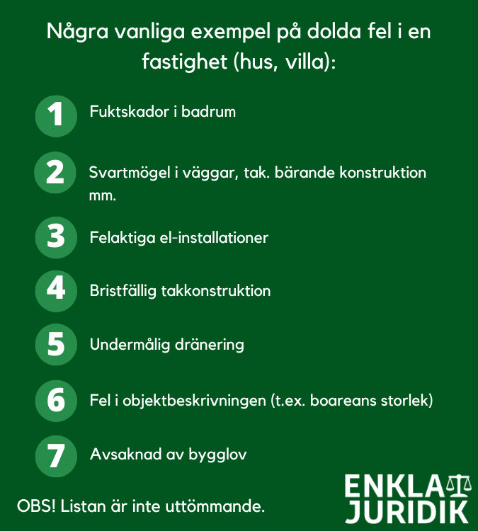 Exempel dolda fel fastighet